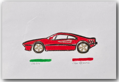 Ferrari 288 GTO oil pastel art drawing teddy McDonald