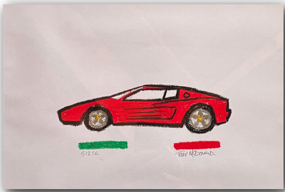 Ferrari 512 TR Testarossa oil pastel art drawing teddy McDonald