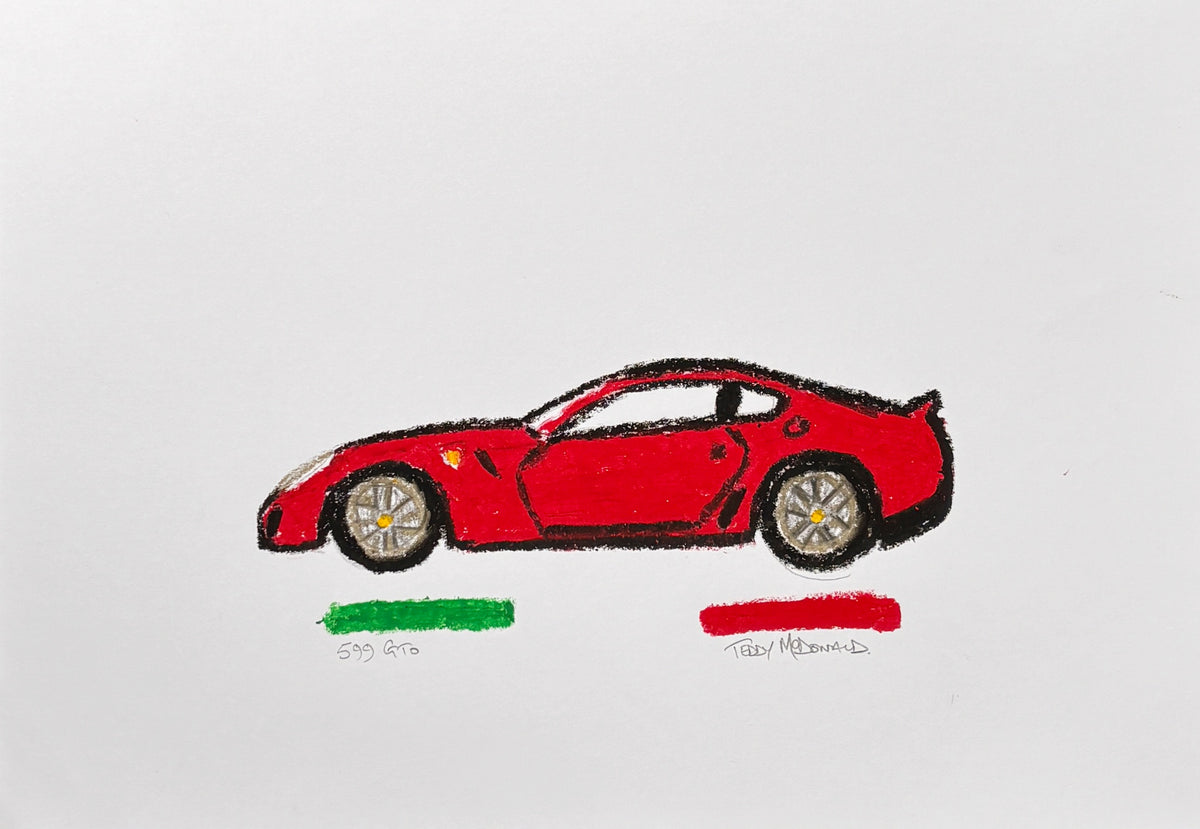 Ferrari 599 GTO oil pastel art drawing teddy McDonald