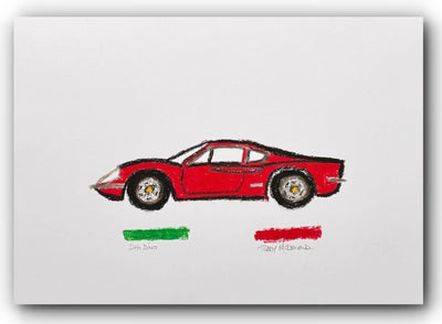 Ferrari 246 Dino oil pastel art drawing teddy McDonald