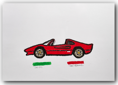 Ferrari 308 GTS oil pastel art drawing teddy McDonald