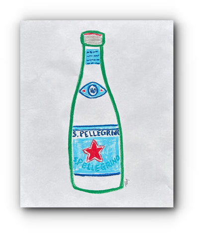 san Pellegrino bottle art oil pastel teddy mcdoinald italy